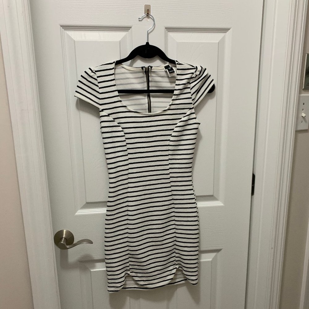Windsor Black and White Striped Tight Dress